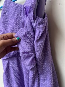Cute Purple Ruffle one peace side zeeper