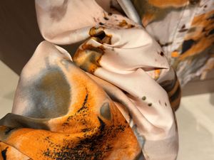 Abstract printed satin designer blouse