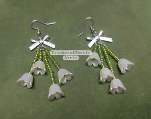 White Bell Flower Dangle Earrings