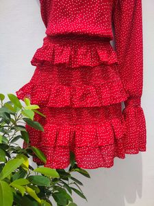 SABO Beautiful One Shoulder Polkadot Dress