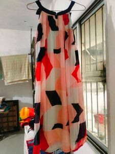 Geometric Print Pleated Dress
