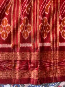 Vibrant Orange and Red Ikat Saree