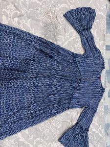 Blue Geometric Print Flared Sleeve Kurta