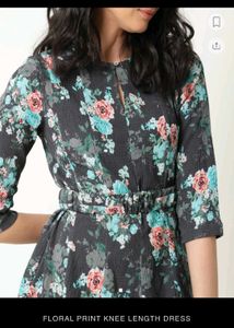 Floral Print Dress with Ruffle Waist