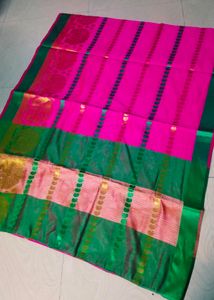 Beautiful Rose Colour Cotton Silk Saree