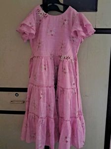 Pink Floral Tiered Dress