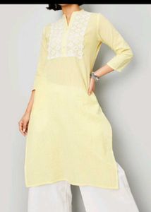 Max Yellow Striped Lace kurta