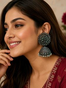 Stunning Oxidised Jhumka Earrings Unused