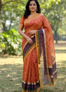 New Paisley Print Saree 🧡