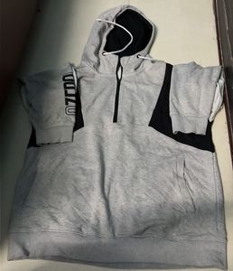 Grey Hoodie with short zip