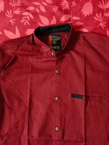 Men's Stylish Maroon Long Sleeve Shirt