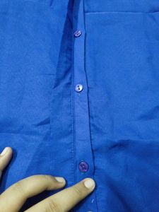 Shein Blue Sleeveless Collared Shirt