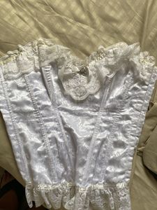 White Lace Trim Corset Top
