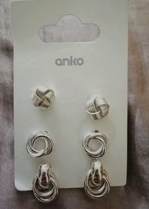 Anko 3-Pair Knot & Hoop Earrings Set