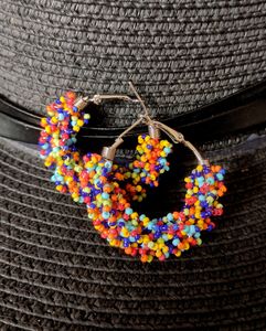 Multicolored Beaded Hoops
