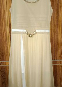 Elegant Beige Embellished Gown