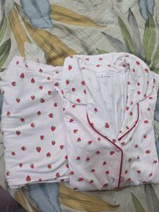 Cute Strawberry Print Pajama Set
