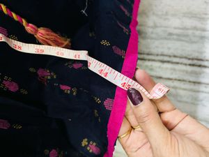 Blue Kurta with Pink Embroidery