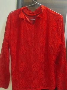 Elegant Red Lace Top