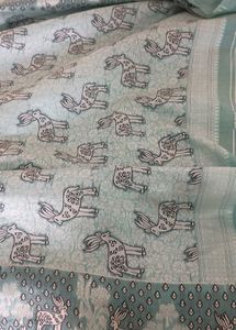 Beautiful Light Blue Saree with deer print