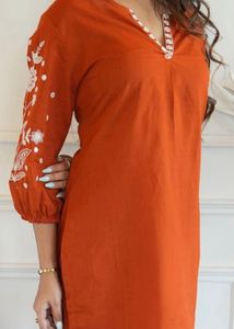 Elegant Orange Kurta Set with Pants