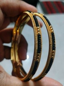 Elegant Gold &amp; Black Bangles