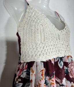 Indulge Maroon and White  Dresses (Women’s)