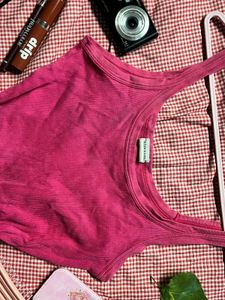 Hot Pink Y2K Ribbed Tank Top