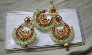 Exquisite Green Stone Jhumka Earrings