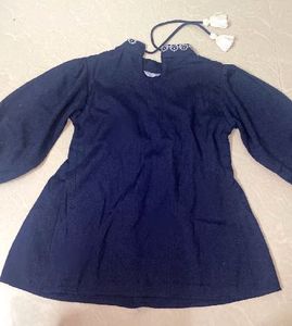 Navy Blue Embroidered Kurta