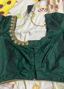 Green pattu maggam work blouse