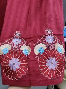 Maroon Embroidered Kurta