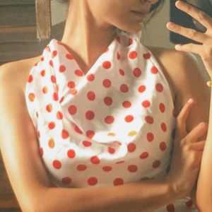 Halter neck polka dot dress