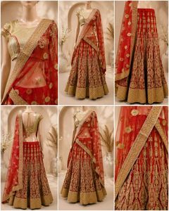 Red & Gold Embroidered Lehenga Choli