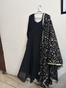 Pristine Black Anarkali &amp; Pants Set