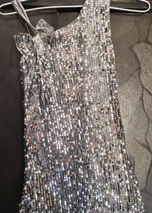 Silver Sequin Party Wear Dress for 2–3 Year Girl