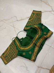 Embellished Green Silk Blouse
