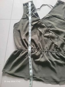Stylish Olive Green Ruffled Top