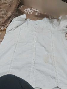 White Lace Trimmed Blouse
