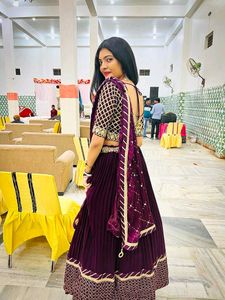 Elegant Purple Velvet Lehenga Set