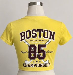 Yellow Boston '85 Crop Top