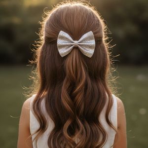 Sparkly Silver Hair Bow
