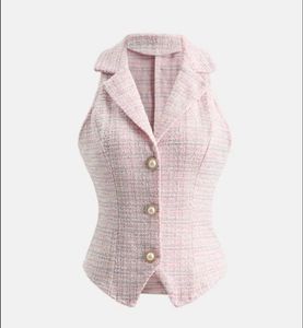 Chic Sleeveless Tweed Vest Top