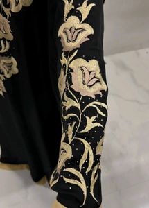 Elegant Black Abaya with Gold Embroidery