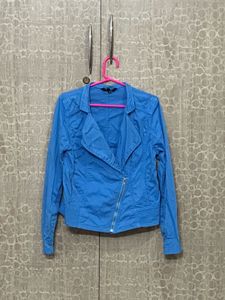 Vibrant Blue Asymmetrical Zip Jacket