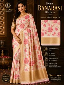 Heavy Banarasi Silk Saree - Floral Design