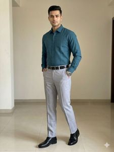 Men's Teal Formal Shirt Pant Set