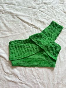 Green Criss Cross Crop Top