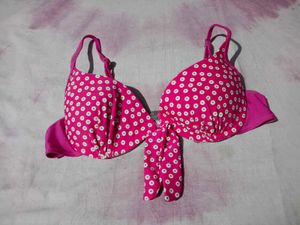 Pink Polka Dot Bikini Top bra