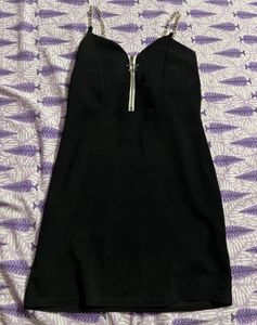 Black Chain Strap Mini Dress